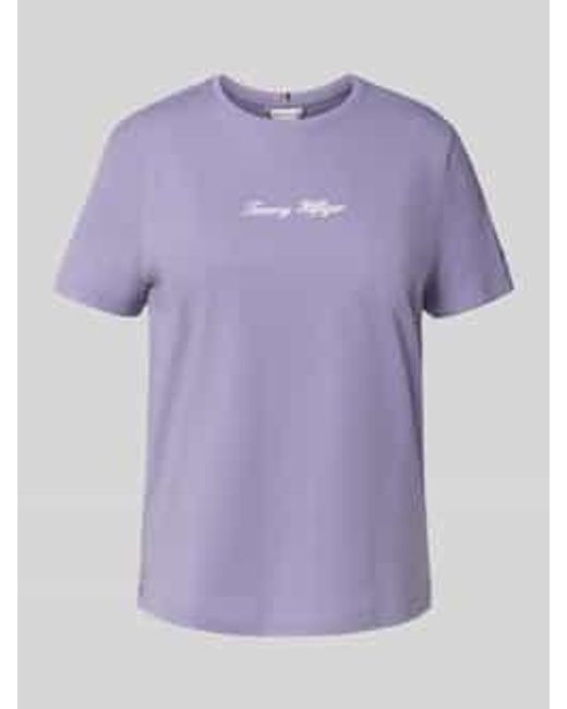 Tommy Hilfiger Regular Fit T-Shirt Van Puur Katoen in het Purple