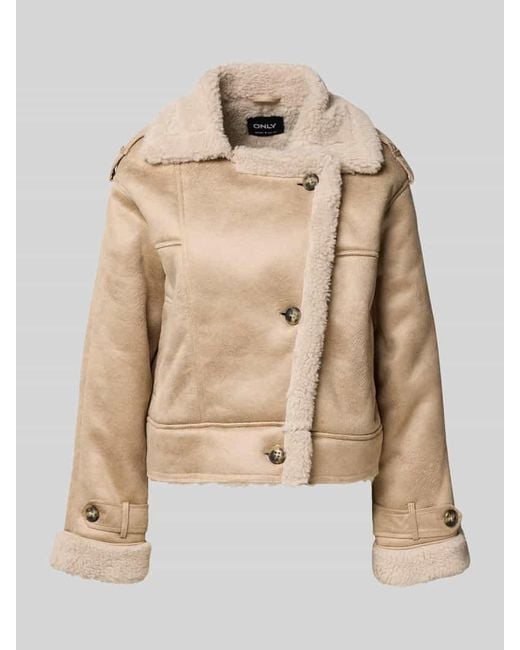 ONLY Natural Regular Fit Jacke in Velours-Lederoptik Modell 'YLVA'