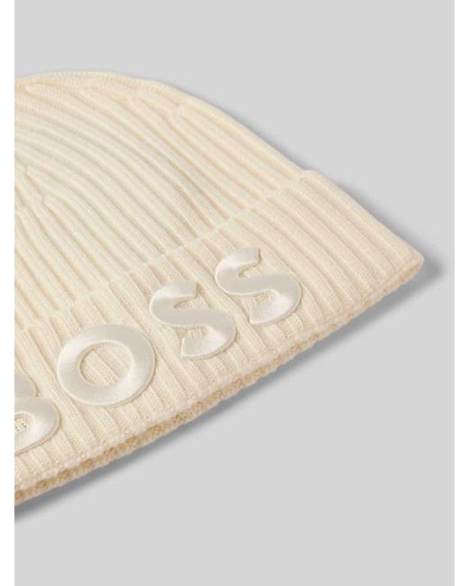 Boss Natural Beanie aus reiner Schurwolle Modell 'LARA_HAT'