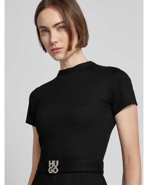 HUGO Mini-jurk Van Viscosemix Met Riem in het Black