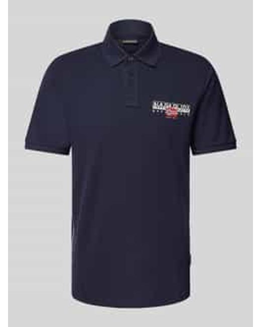 Napapijri Slim Fit Poloshirt Met Labelprint in het Blue voor heren