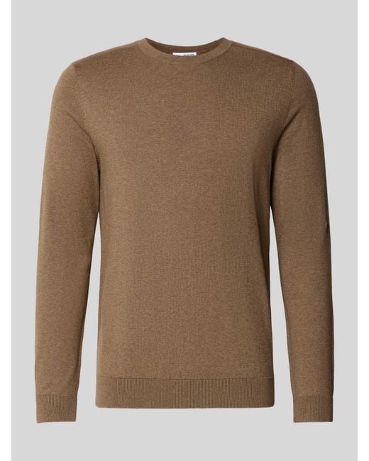 SELECTED Regular Fit Gebreide Pullover Van Puur Katoen, Model 'Berg' in het Brown voor heren