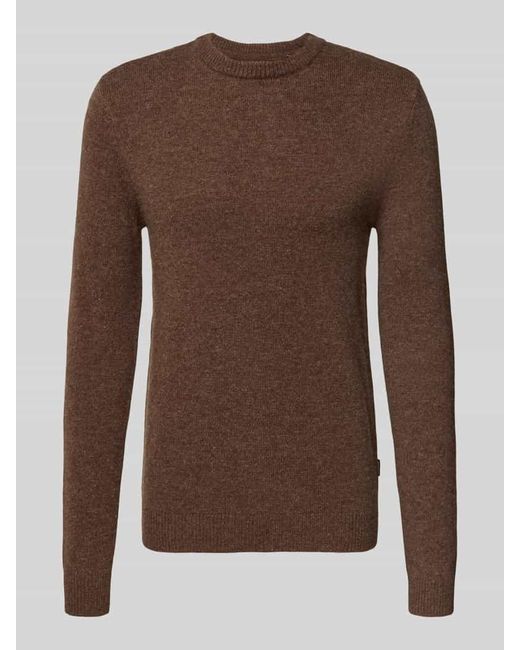 Blend Strickpullover mit gerippten Abschlüssen Modell 'BRANKO' in Brown für Herren