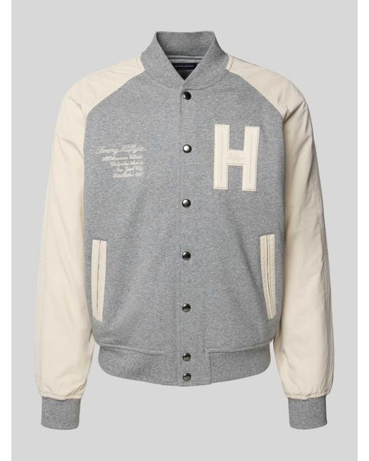 Tommy Hilfiger Relaxed Fit Bomberjack Van Katoenmix in het Gray voor heren