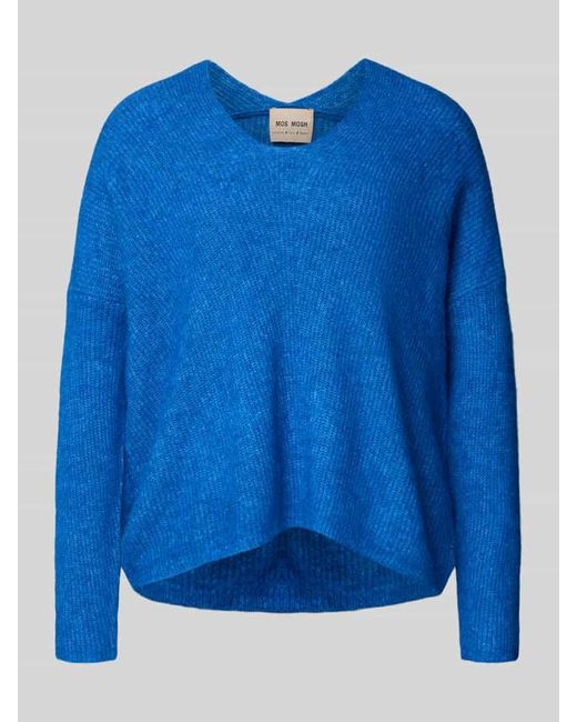 Mos Mosh Blue Oversized Strickpullover mit gerippten Abschlüssen Modell 'THORA'