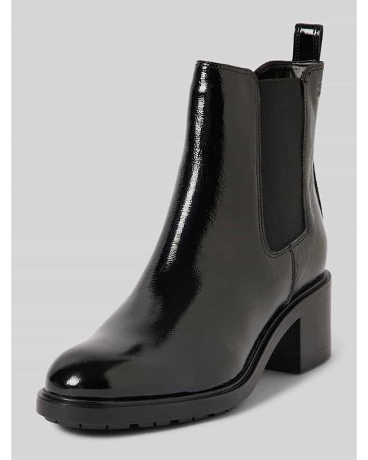 Tamaris Black Stiefeletten Aus Leder Mit Elastischen Einsätzen