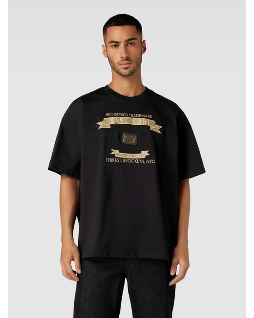 Karlkani Boxy Fit T-Shirt mit Label-Stitching in Black für Herren