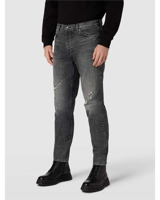 HUGO Straight Leg Jeans im Destroyed-Look Modell ' 634' in Gray für Herren