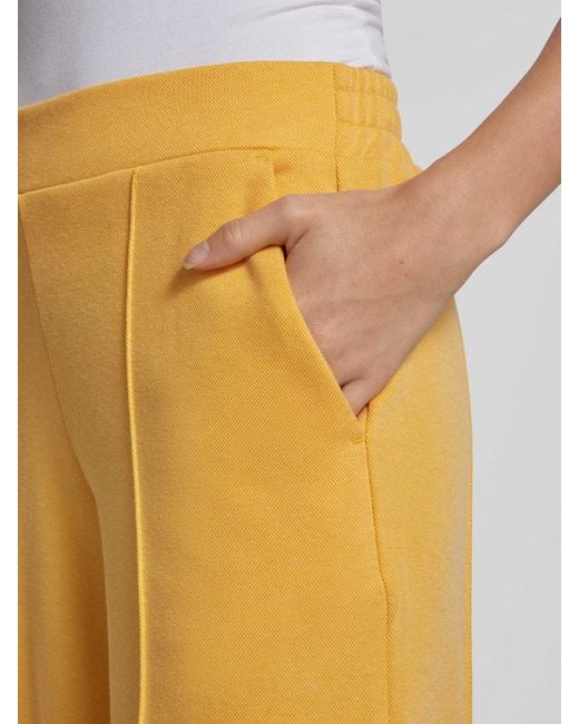 Ichi Wide Leg Stoffen Broek Met Verkort Model in het Yellow