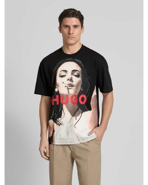 HUGO T-Shirt Mit Label-Print Modell 'Duwedie' in Black für Herren