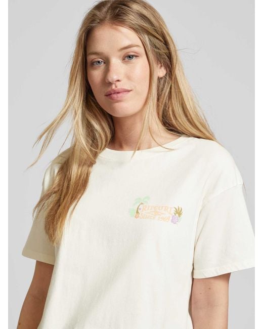 Rip Curl T-shirt Met Labelprint in het Natural