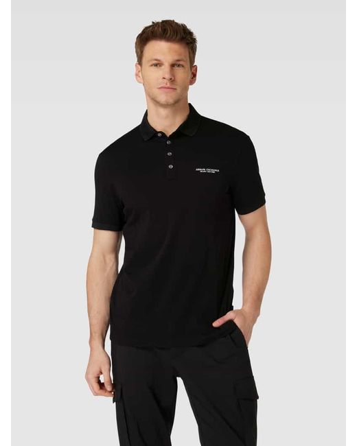 Armani Exchange Poloshirt mit Label-Print in Black für Herren