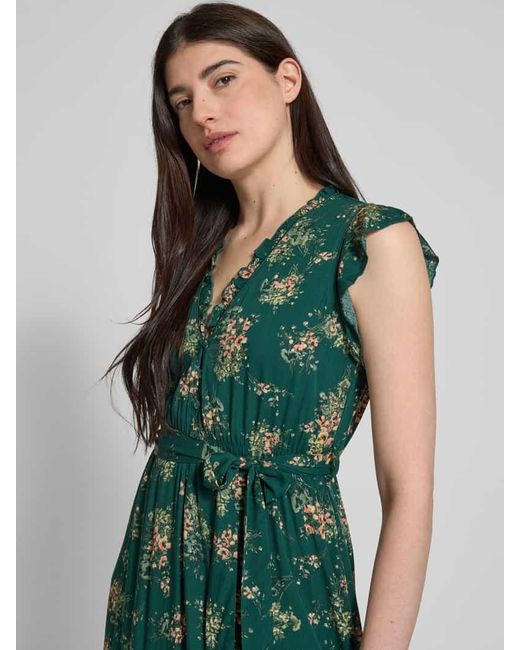 Apricot Green Midikleid aus Viskose mit Bindegürtel