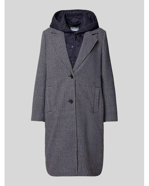 Jake*s Regular Fit Lange Wollen Jas Met Reverskraag in het Blue