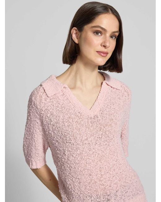 Opus Gebreid Shirt Met Platte Kraag Model 'Posilly' in het Pink