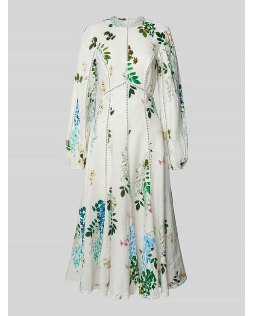 Ted Baker Blue Leinenkleid mit Häkelspitze Modell 'utala'