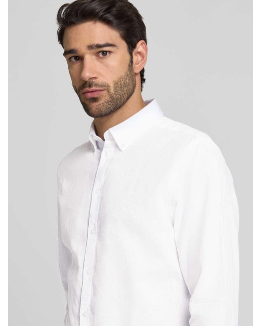 Casual Friday Regular Fit Linnen Overhemd Met Button-downkraag in het White voor heren