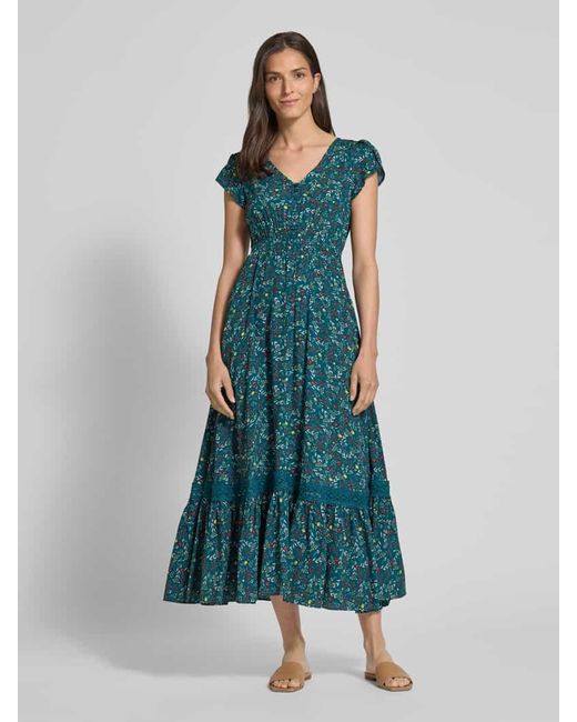 Apricot Green Midikleid aus Viskose mit Knopfleiste