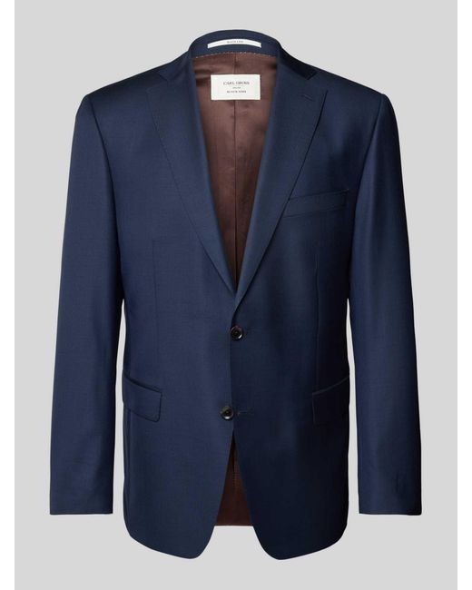 Carl Gross Modern Fit 2-Knoops Colbert Van Scheerwol, Model 'Steven' in het Blue voor heren