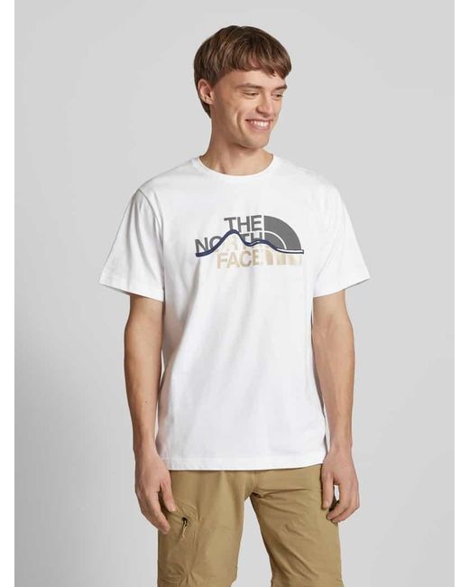 The North Face T-Shirt Mit Label-Print Modell 'Mountain Line' in White für Herren