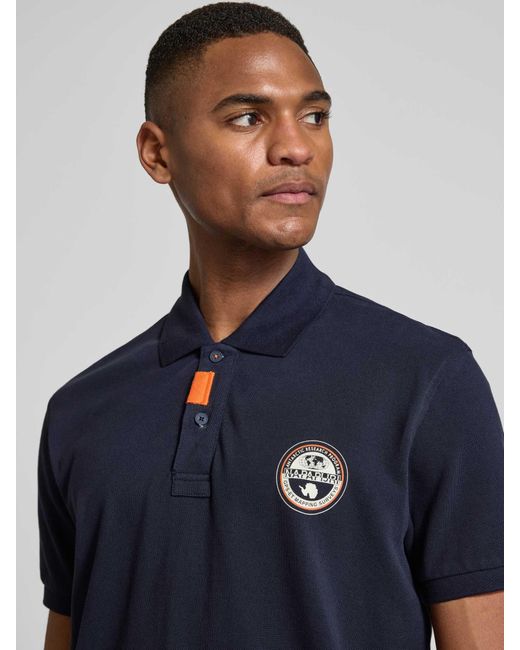 Napapijri Regular Fit Poloshirt Met Labelstitching, Model 'Clanis' in het Blue voor heren