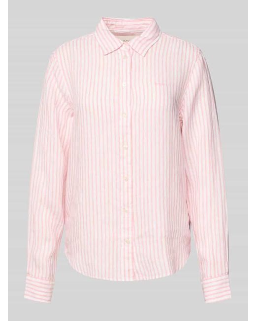 Gant Pink Regular Fit Leinenhemdbluse mit Logo-Stitching