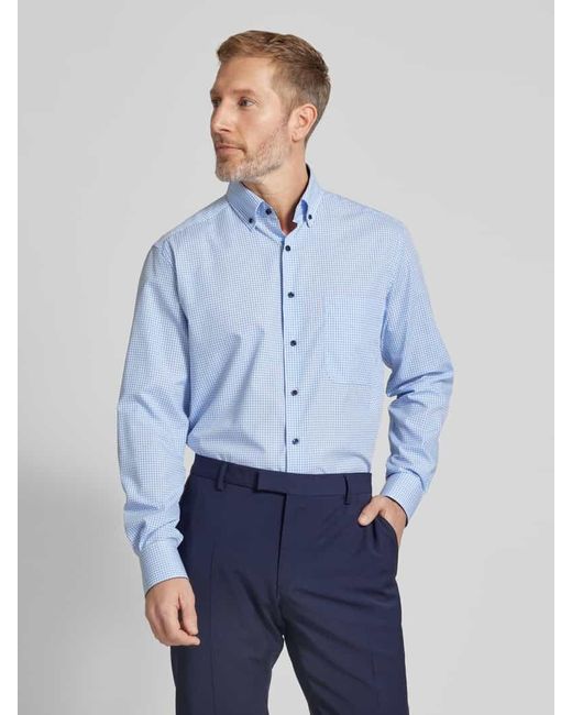 Eterna Comfort Fit Business-Hemd mit Button-Down-Kragen in Blue für Herren