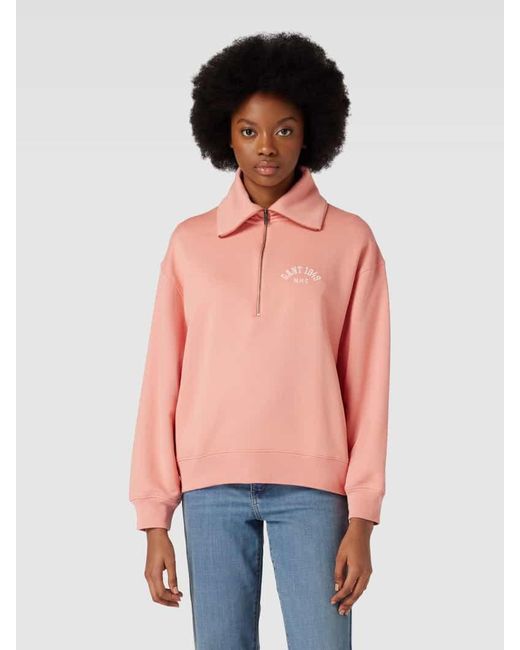 Gant Sweatshirt mit Stehkragen in Pink für Herren