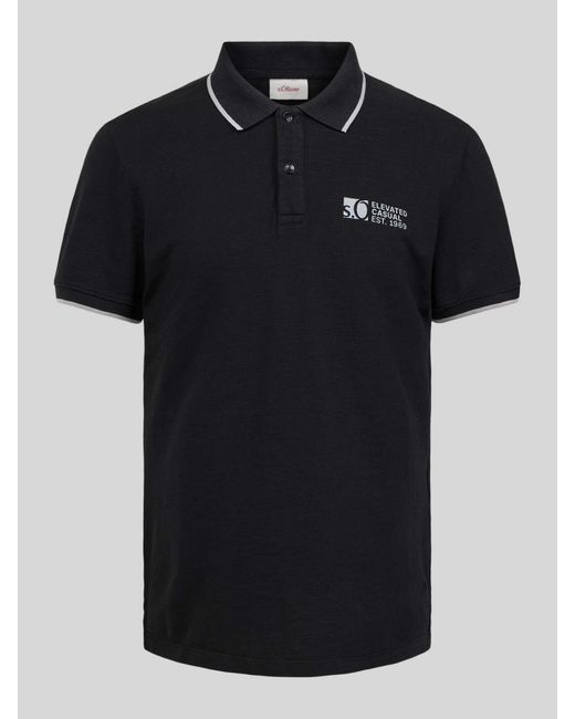 S.oliver Regular Fit Poloshirt Met Labelprint in het Black voor heren