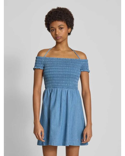 Tommy Hilfiger Blue Tailliertes Minikleid aus reiner Baumwolle