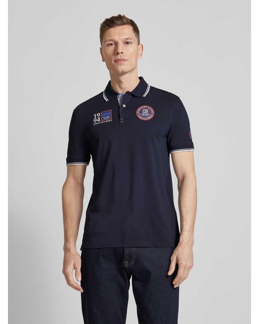 Christian Berg Men Regular Fit Poloshirt mit Label-Badges in Blue für Herren