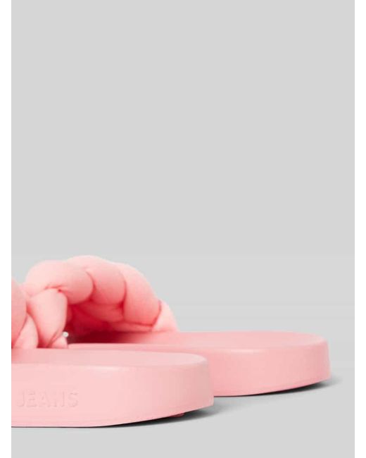 Tommy Hilfiger Pink Slides mit Zopfmuster