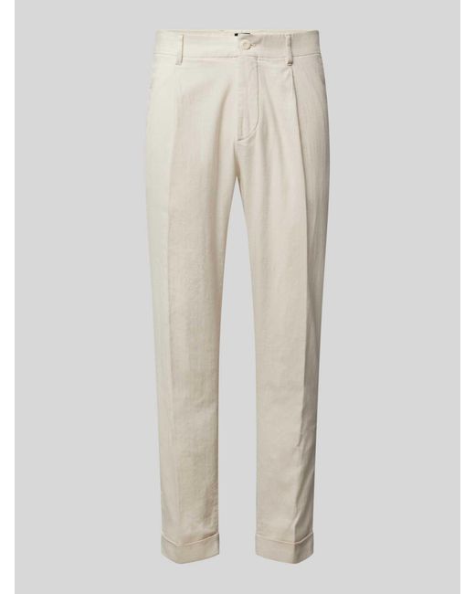 Strellson Regular Fit Bandplooibroek Met Ceintuurlussen in het White voor heren