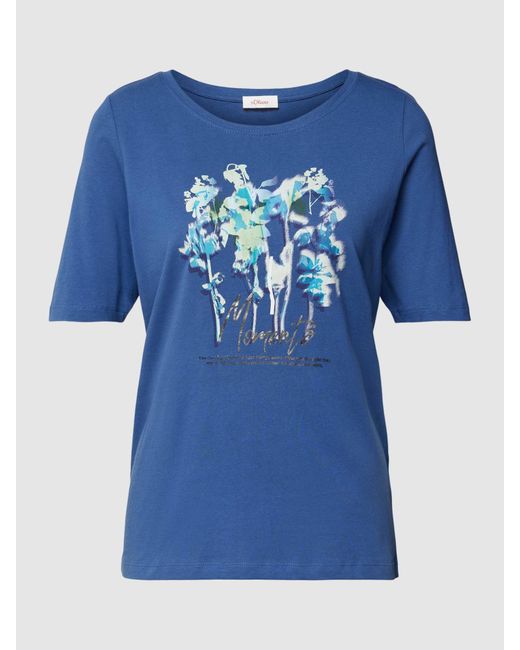 S.oliver T-shirt Met Motiefprint in het Blue