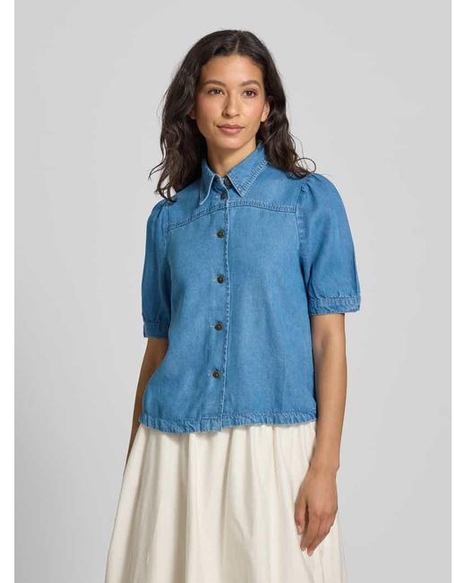 MORE&MORE Blue Regular Fit Jeansbluse mit 1/2-Arm
