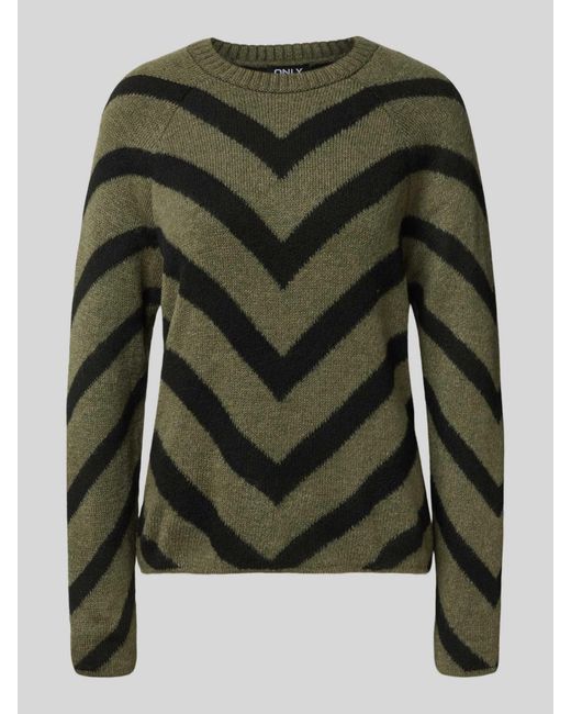 ONLY Regular Fit Gebreide Pullover Met Streepmotief, Model 'Eliza' in het Green