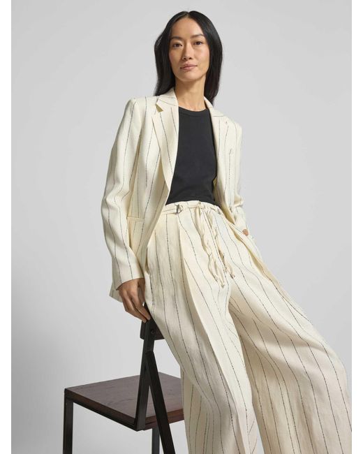 Boss Linnen Blazer Met Reverskraag in het Natural