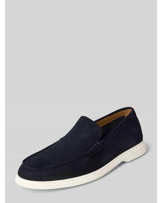 Boss Lederloafer mit Label-Prägung Modell 'Sienne' in Blue für Herren
