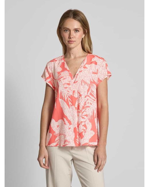 Comma, Pink Blusenshirt aus Viskose mit V-Ausschnitt