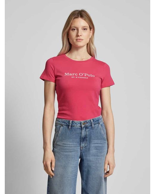 Marc O' Polo Pink T-Shirt mit Label-Print