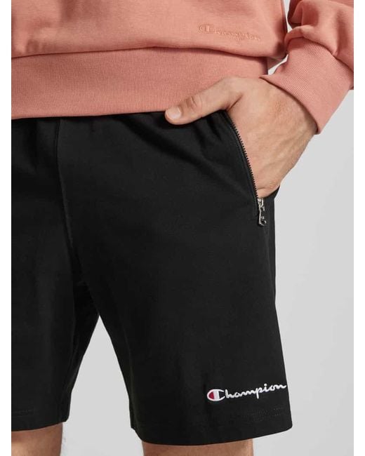 Champion Relaxed Fit Bermudas mit Reißverschlusstaschen in Black für Herren