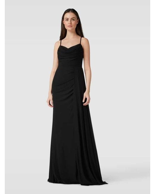 TROYDEN COLLECTION Black Abendkleid mit Wasserfall-Ausschnitt