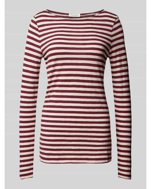 Marc O' Polo Red Regular Fit Langarmshirt mit Melange Streifenmuster