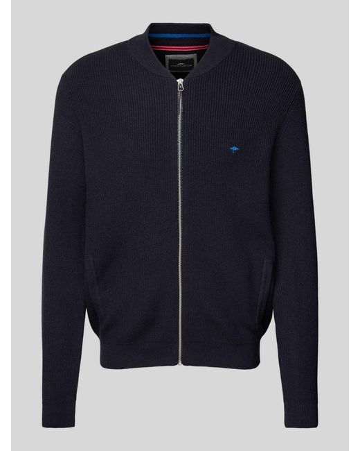 Fynch-Hatton Regular Fit Cardigan Met Labelstitching in het Blue voor heren