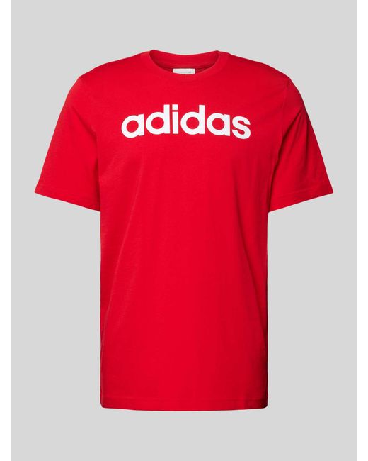 Adidas T-Shirt mit Label-Print und Rundhalsausschnitt in Red für Herren
