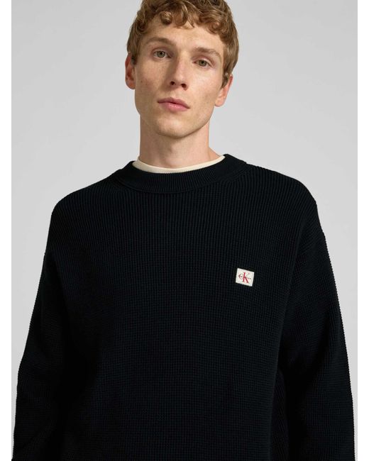 Calvin Klein Gebreide Pullover Met Labelpatch in het Black voor heren