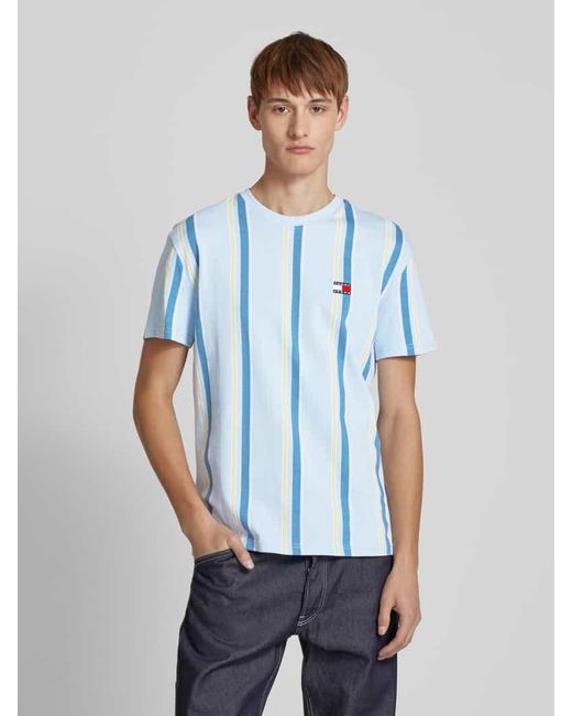 Tommy Hilfiger Regular Fit T-Shirt Aus Reiner Baumwolle Mit Label Stitching in Blue für Herren