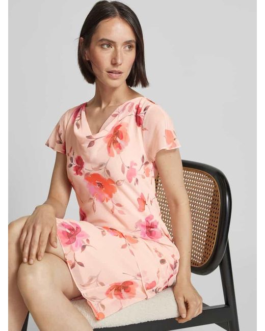 Christian Berg Cocktail Pink Knielanges Cocktailkleid mit Wasserfall-Ausschnitt