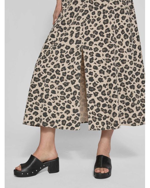 Freequent Midirok Van Een Mix Van Viscose En Linnen Met Loopsplit in het White