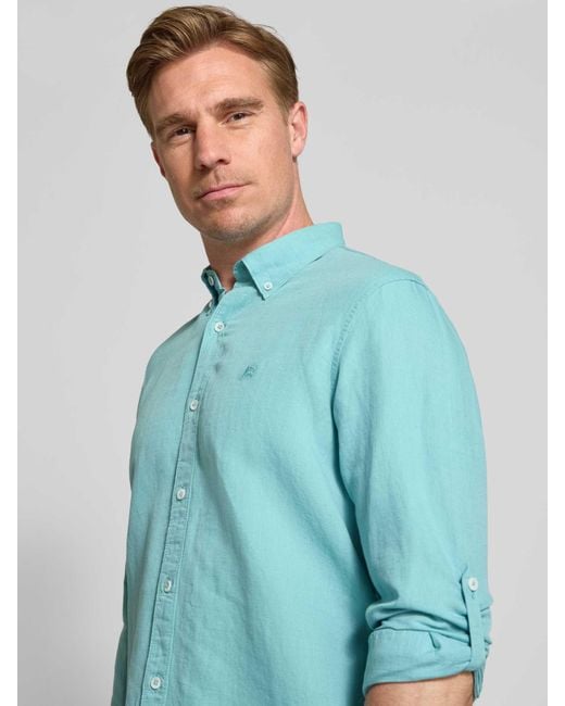 Lerros Regular Fit Linnen Overhemd Met Button-Downkraag in het Blue voor heren